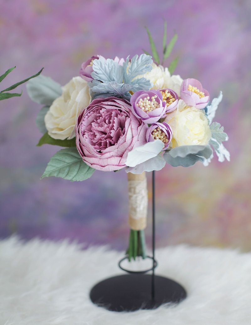 SWEET RAPUNZEL | Handmade Mini Flower Bouquet - Wood, Bamboo & Paper - Paper Purple