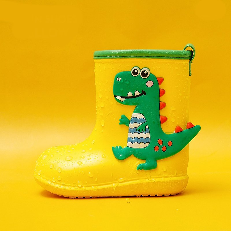 Cheerful Mario children rain boots-yellow dinosaur - Slippers - Other Materials 