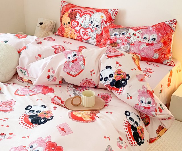 恋人シリーズ レトロ 小動物 ロリータ 可愛い ピンク 結婚式 50点 寝具