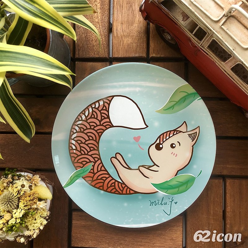 麋 角 角 - fresh and cool with the wind -8 bone china plate - Small Plates & Saucers - Porcelain Multicolor