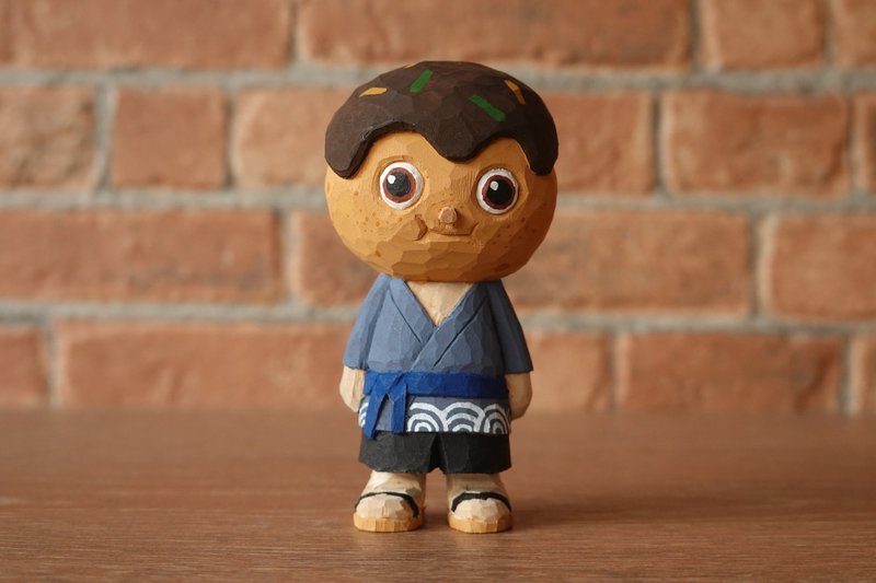 Takoyaki boy - 公仔/玩偶 - 木頭 藍色