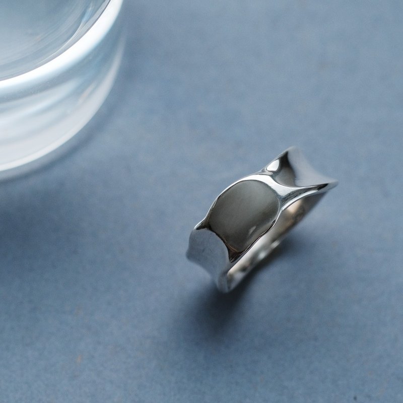 雙色 寬版戒指 925銀 - 戒指 - 其他金屬 銀色