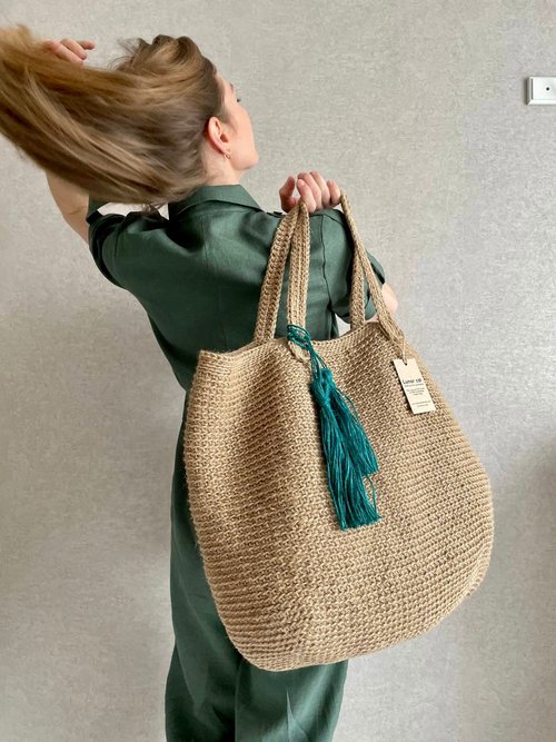 LunarCat PDF PATTERN Crochet Jute MEGABAG, Megabag Jute Bag Pattern