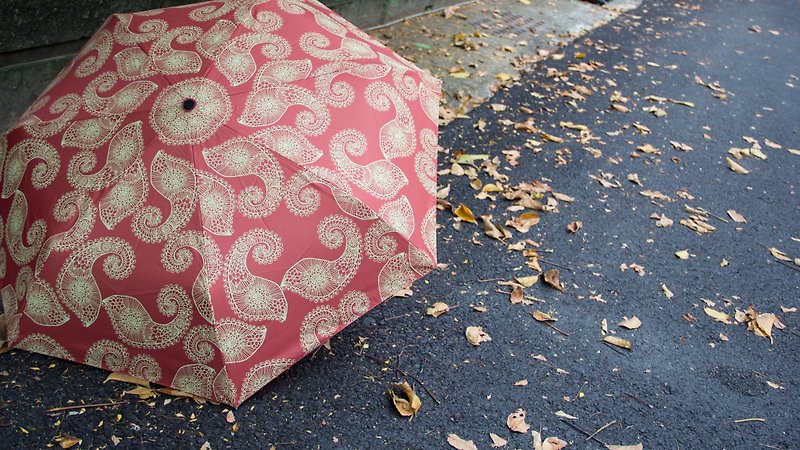 UrbaneUmbrella Titanium Umbrella Tri-fold Amoeba Printed Umbrella-Orange - Umbrellas & Rain Gear - Polyester Red