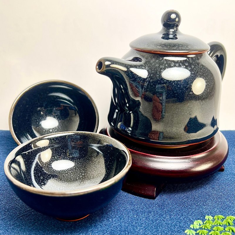 【大立窯】黑油滴天目一壺二杯組  天目系列 - 茶壺/茶杯/茶具 - 陶 