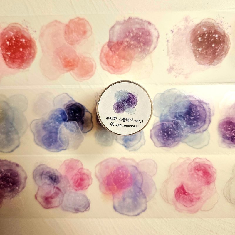 Watercolor Splash Ver. 1 Big Size 7cm Matte PET Masking Tape - มาสกิ้งเทป - วัสดุอื่นๆ 