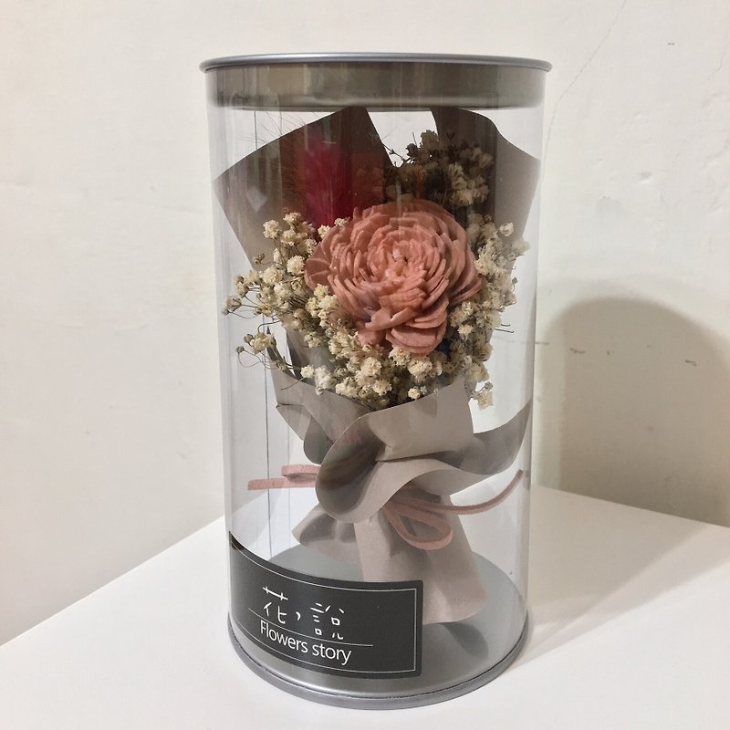 Flower in a bottle nude pink sun rose*beige-with box - ตกแต่งต้นไม้ - พืช/ดอกไม้ สึชมพู