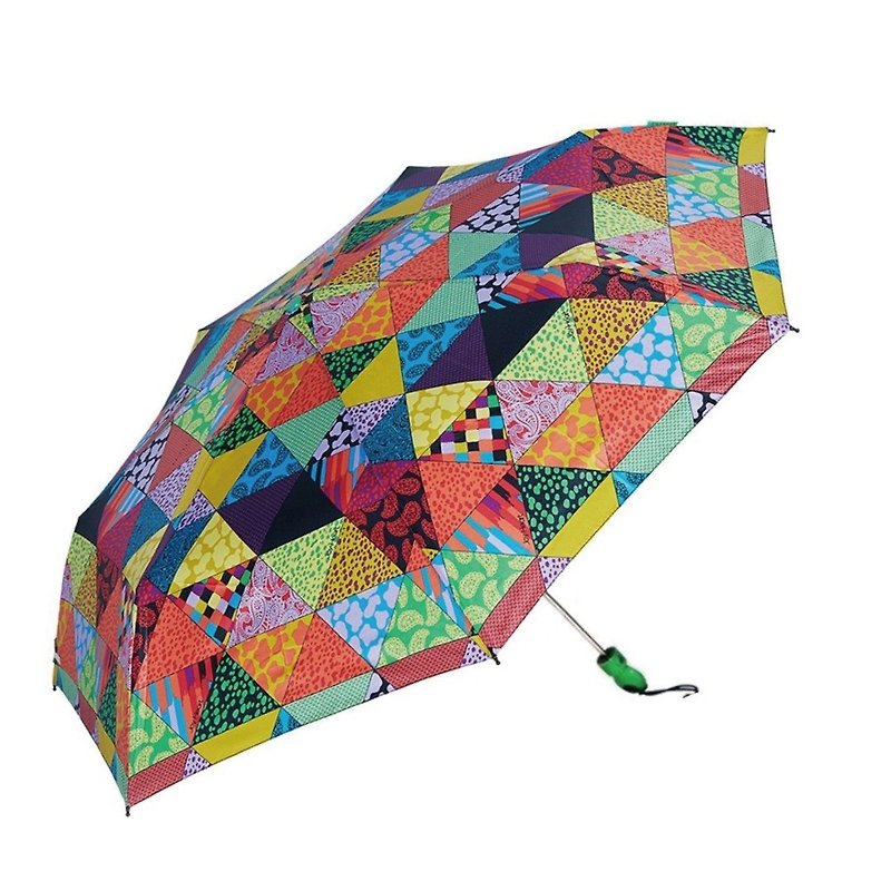 【Joy Heart】Trifold Carbon Fiber Ultralight Umbrella-Quick Dry Umbrella Cloth (Patchwork Flower) - Umbrellas & Rain Gear - Polyester Multicolor