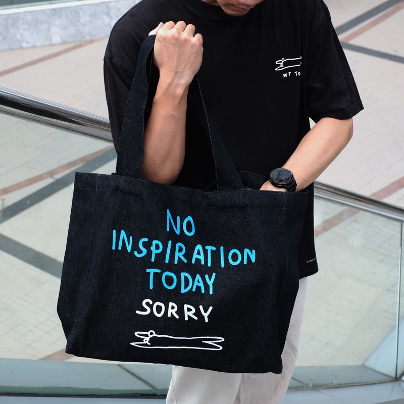 NOT TODAY SORRY, Glow in the dark tote bag - Handbags & Totes - Cotton & Hemp Black