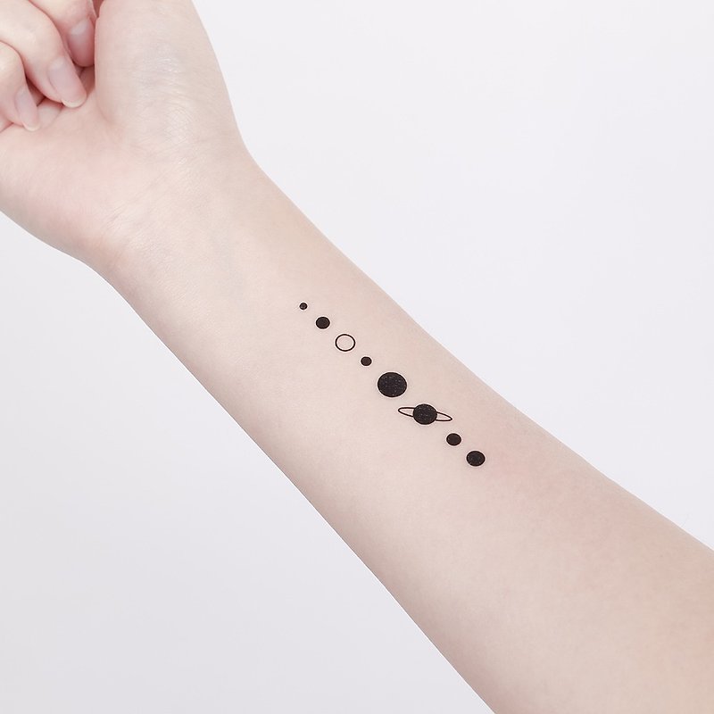 刺青紋身貼紙 / 太陽系 星球  2入 - 紋身貼紙 - 紙 黑色