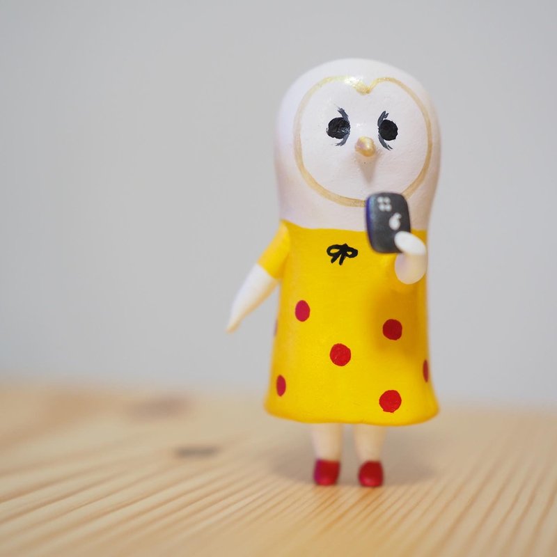 owl face - Stuffed Dolls & Figurines - Clay Yellow