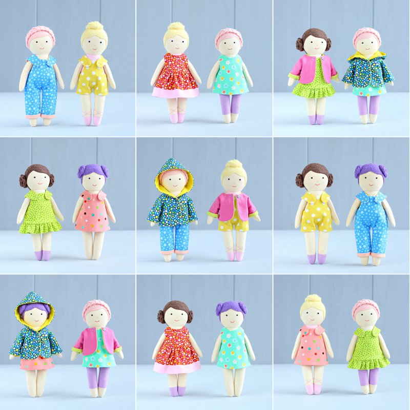 5 PDF Mini Dolls + Summer Capsule Wardrobe (8 pieces) Sewing Pattern Bundle - 手工藝教學/工具書 - 其他材質 
