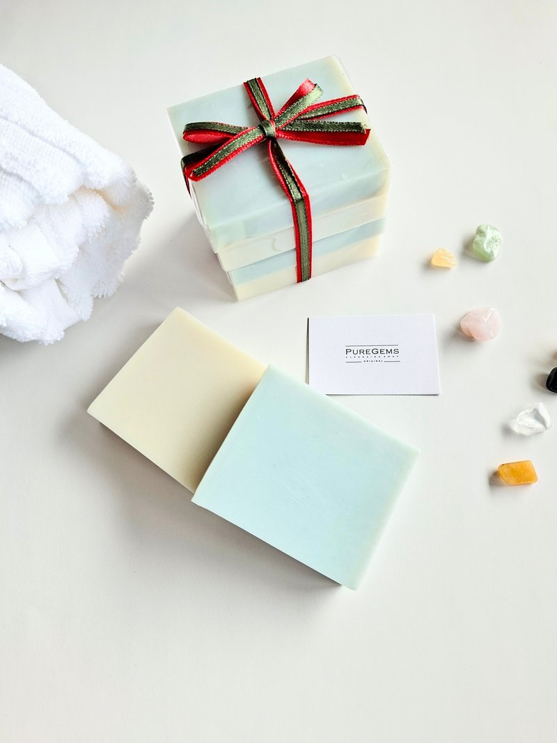 PUREGEMS Blue Clay & White Clay Handcrafted Soaps. (Single Bar or Value Multi-Bar Sets) - สบู่ - วัสดุอื่นๆ สีน้ำเงิน