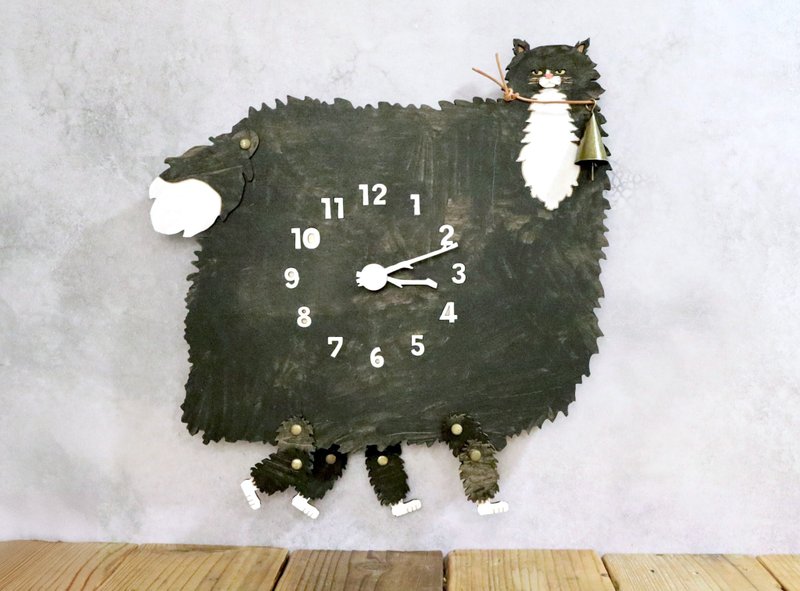 Bellwalker – Bobtail Cat Clock, Wooden Pendulum Clock, Wall Clock - Clocks - Wood Black