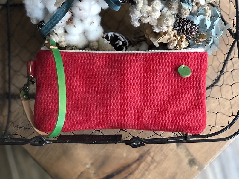 Leather zipper universal bag - Wallets - Cotton & Hemp Red