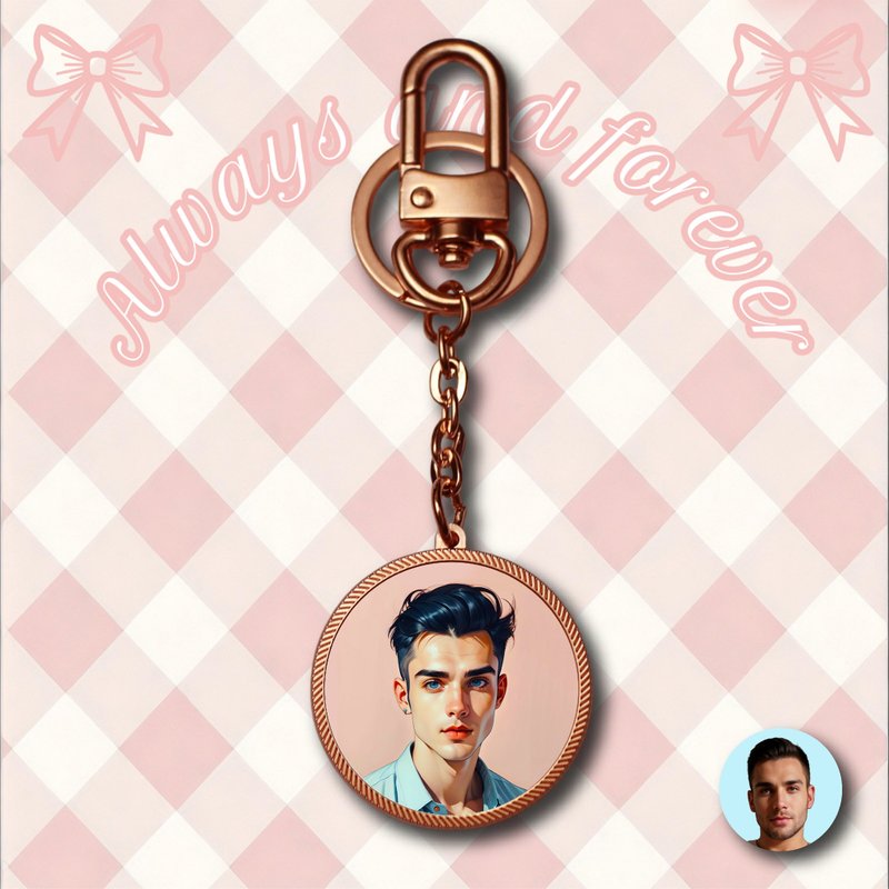 OneMe AI-generated Caricature Metal Key Holder(Free Artwork) - Charms - Other Metals 