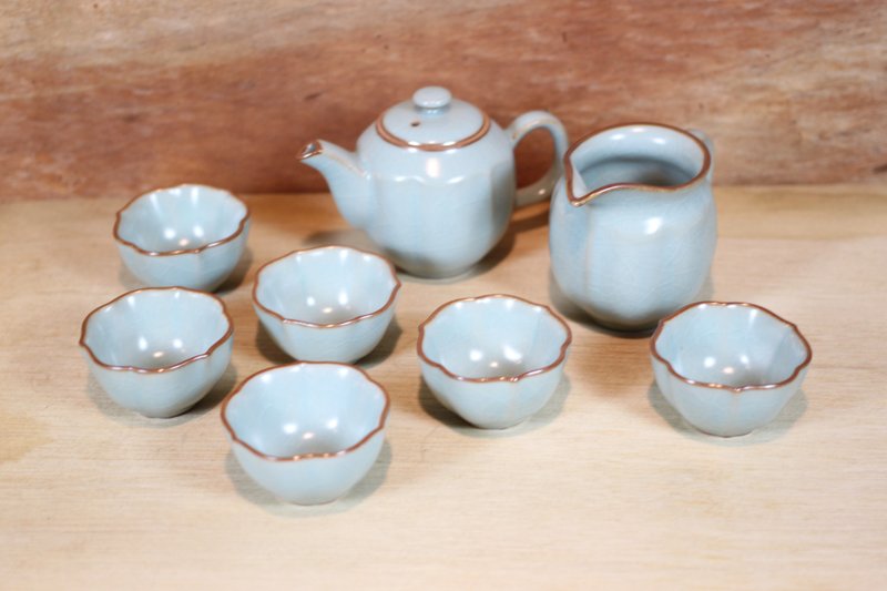 【母親節禮物】祥億窯 汝窯 幸運茶具組 鶯歌名家葉敏祥製 - 茶壺/茶杯/茶具 - 瓷 