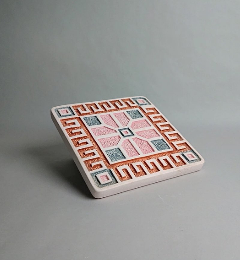 Handmade pottery absorbent coasters 04 - ที่รองแก้ว - ดินเผา ขาว