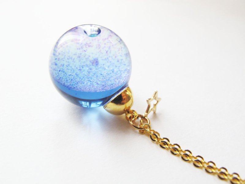 ＊Rosy Garden＊ Purple galaxy liquid inisde gall ball necklace - Chokers - Glass Purple