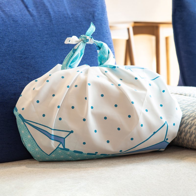 聚酯纖維 手提包/手提袋 多色 - Water-repellent furoshiki, hemp leaf, traditional Japanese pattern