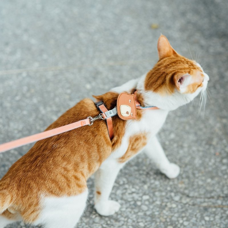 【尾巴與我】經典尼龍帶 貓系列 胸背帶 粉橘天藍 - 項圈/牽繩 - 尼龍 多色