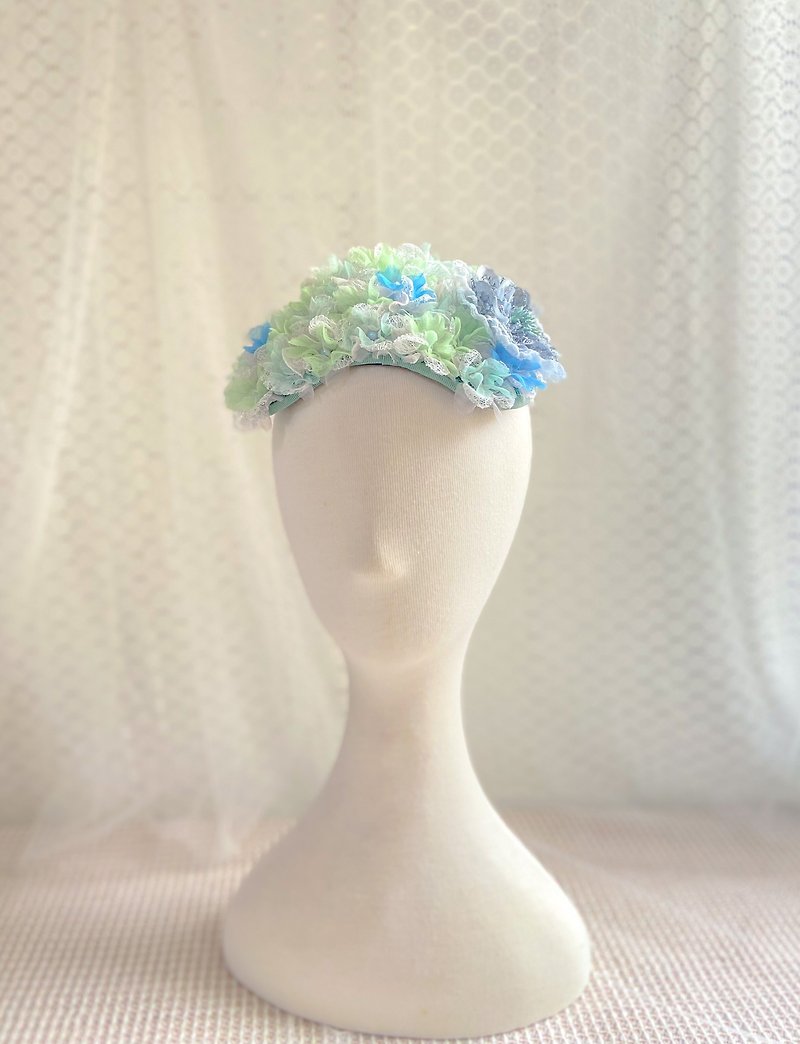 Handmade Cloth Flower Headpiece - Thalia Wedding Party Look/Kids Can Wear - Hats & Caps - Cotton & Hemp Green