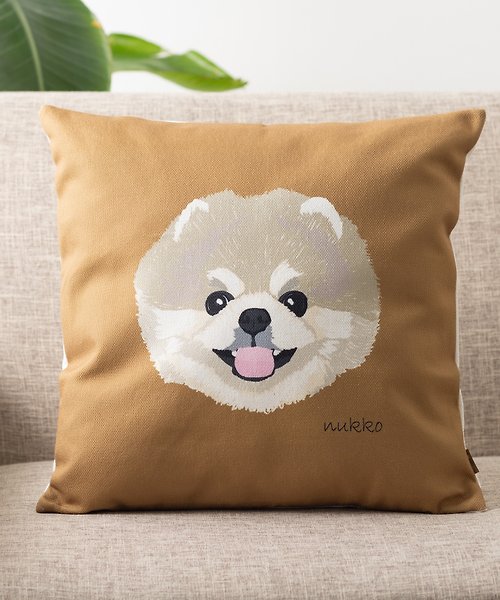 jubileedesign Nukko × Jubilee 合作設計 亞麻布抱枕套 寵物圖案 博美犬(Moni)