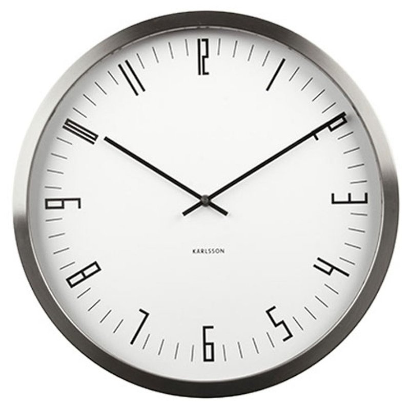 カールソン、白い白いデザイナーの壁時計ウォールクロックケース入りインデックス鋼、ボクステルBuijsデザイン - 時計 - 金属 ホワイト