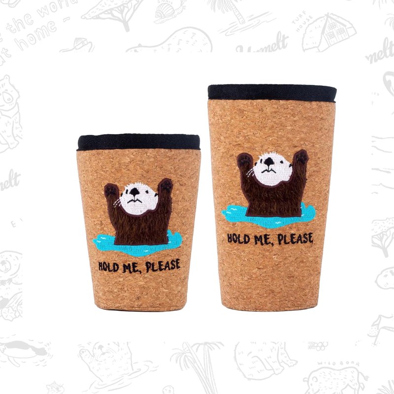 Sea otter (hold me ) Coffee case / Keep cool cupholder /Cup case for ice drink - 其他 - 軟木/水松木 咖啡色