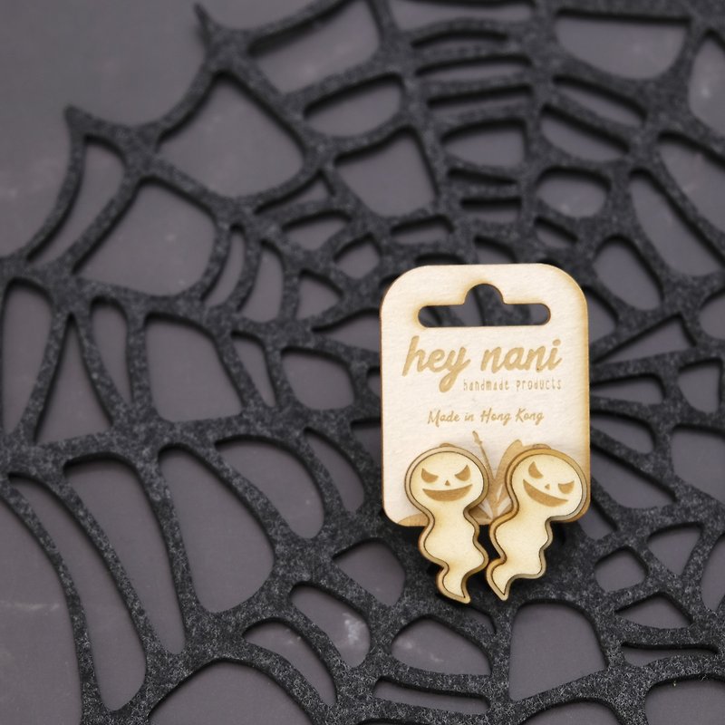 Earrings | Halloween | Edition | Wood Earrings | ghost - Earrings & Clip-ons - Wood Gold