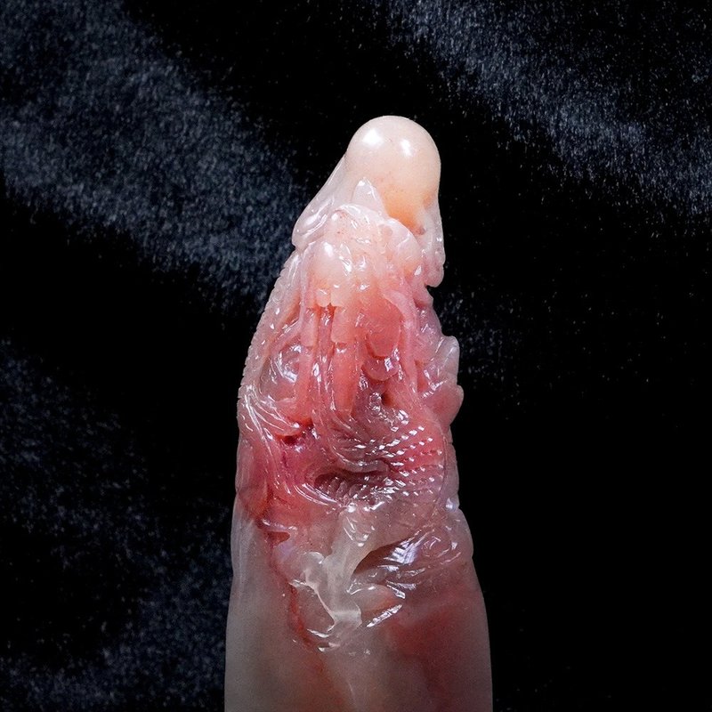 客製化手工印章-|龍印紐老撾石-1.9x1.9CM|送禮手工篆刻印章 - 印章/印台 - 玉石 