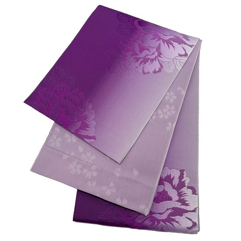 女性 腰封 和服腰帶 小袋帯 半幅帯 日本製 紫 漸層 - 皮帶/腰帶 - 其他材質 紫色