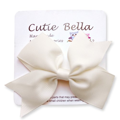 Cutie Bella 美好生活精品館 Cutie Bella 夢幻蝴蝶結手工髮飾 全包布 Bow Stretch髮夾-Cream
