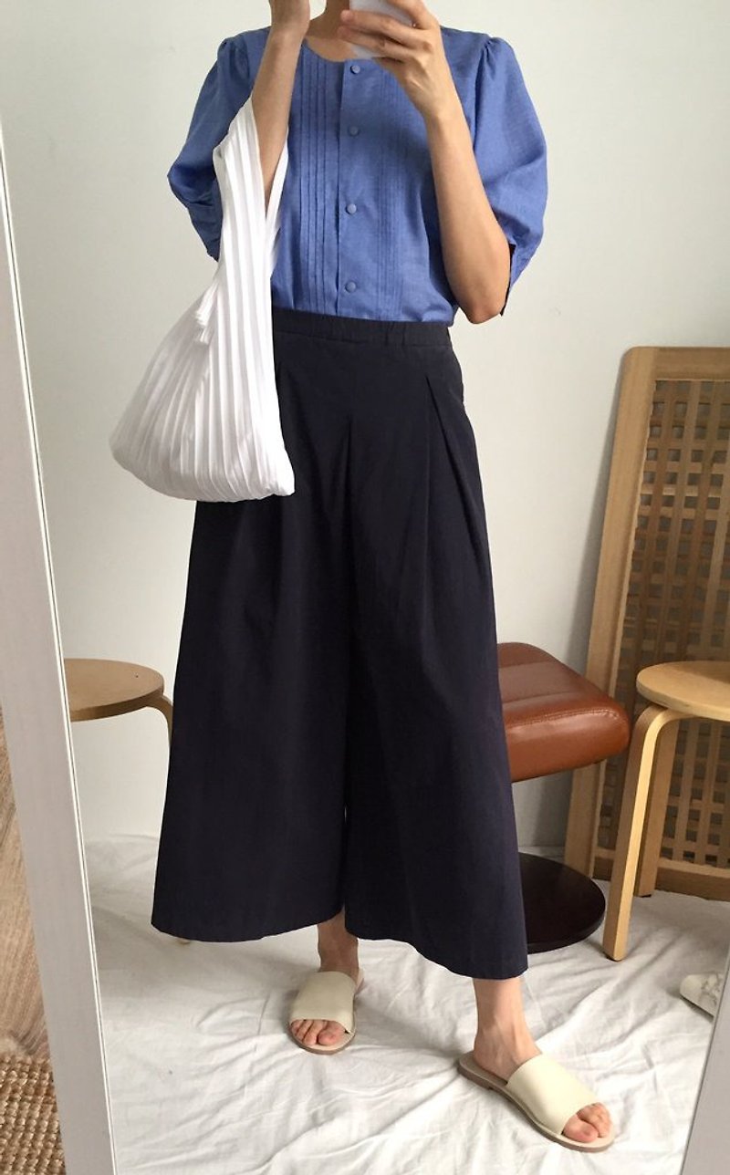 ANTONIA BLOUSE *JAPANESE VINTAGE - เสื้อเชิ้ตผู้หญิง - ไฟเบอร์อื่นๆ สีน้ำเงิน