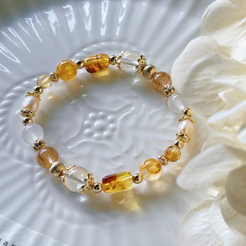 Ragnarök | Amber + Citrine | Abundant Wealth, Enhanced Aura | Custom Crystal Bracelet - Bracelets - Crystal Yellow