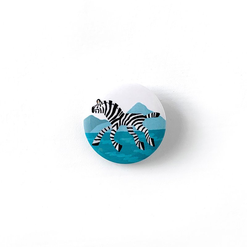Zebra illustration badge - Brooches - Other Metals Blue