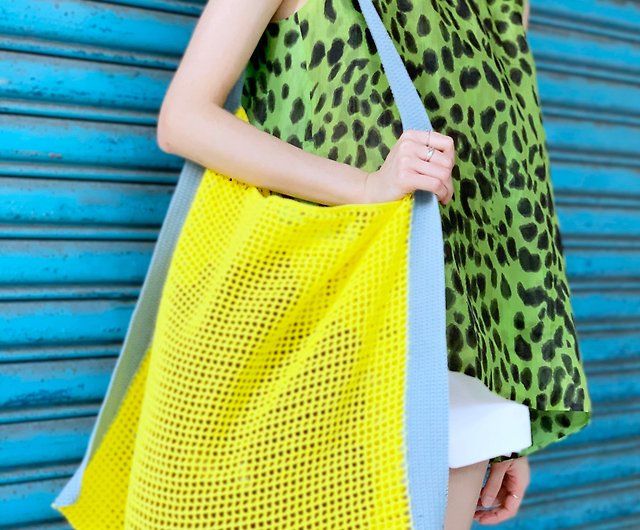 Light Collection_ Brilliant Yellow Knit Bag - Shop UUIN Handbags 