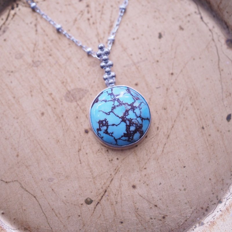 Number 8 Turquoise handmade pendant Necklace Sterling Silver - Necklaces - Semi-Precious Stones Blue
