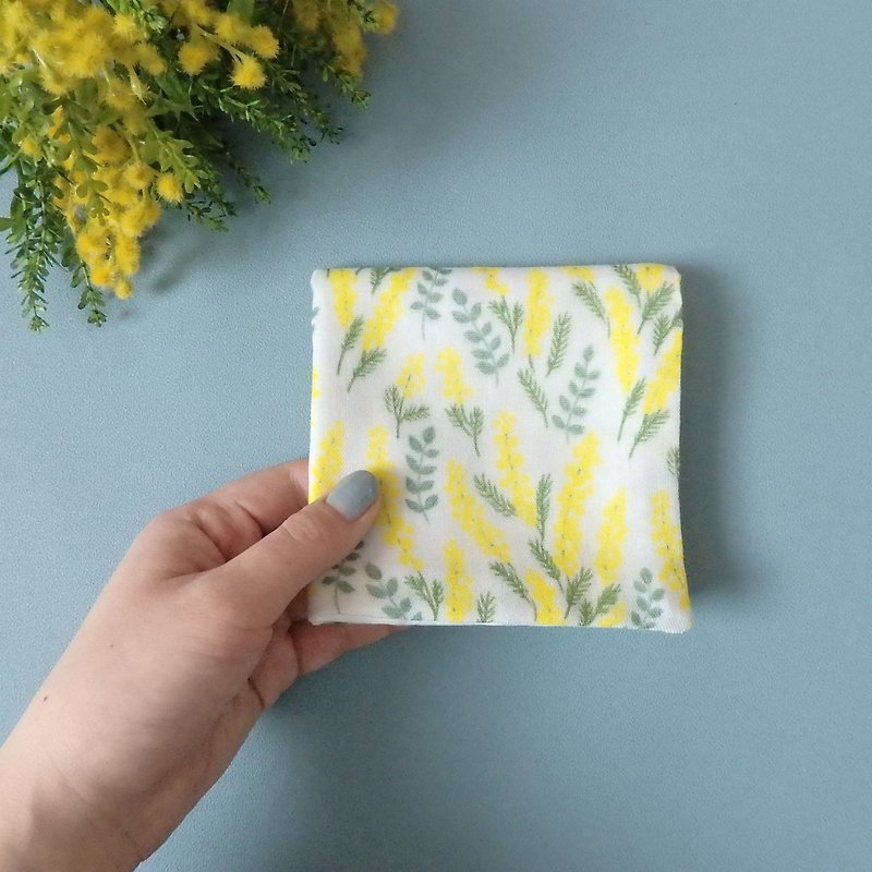 Mimosa gauze handkerchief - ผ้าเช็ดหน้า - ผ้าฝ้าย/ผ้าลินิน สีเหลือง