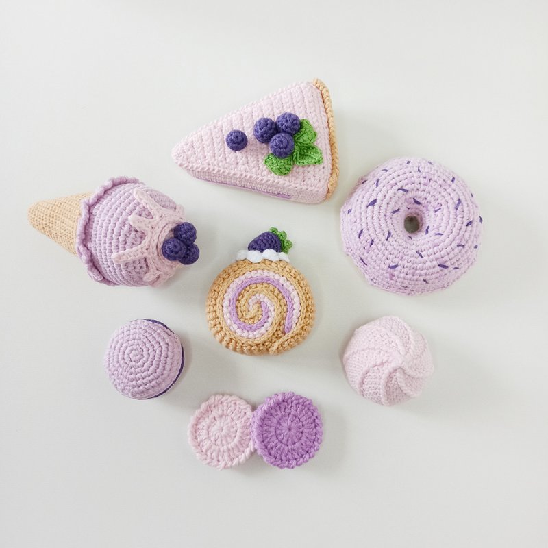 Set crochet food,crochet donut, pretend to play,crochet ice cream, gift for baby - Kids' Toys - Cotton & Hemp Multicolor