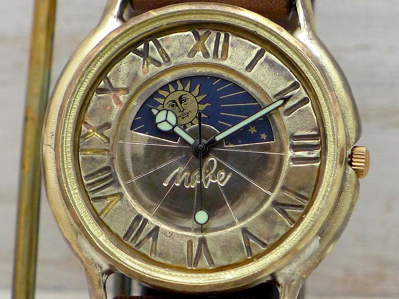 JB-S & M HandCraftWatch JUMBO Brass36mm Sun & Moon (JUM31S & M BR) - Women's Watches - Copper & Brass Gold