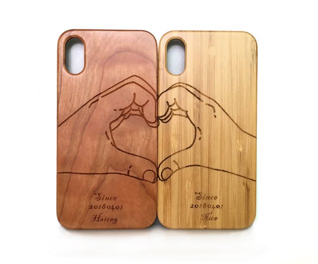 Handmade custom solid wood couple mobile phone case personalized