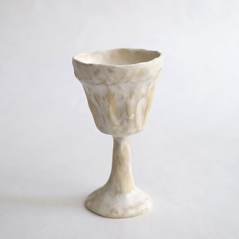 vessel white glaze hand touch goblet/candle holder - Cups - Pottery Multicolor