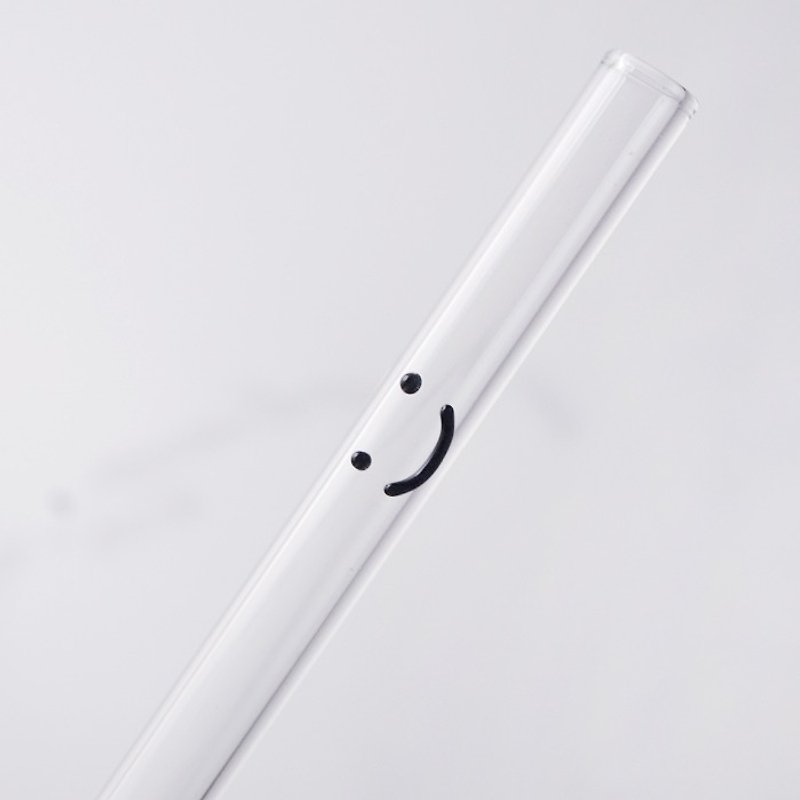 20cm (smiles special) [Keep Smiling love the earth green straw] (diameter 1cm) SMILE smiley glass pipette reuse (comes easily washed clean brush bar) exchange gifts - Reusable Straws - Glass White