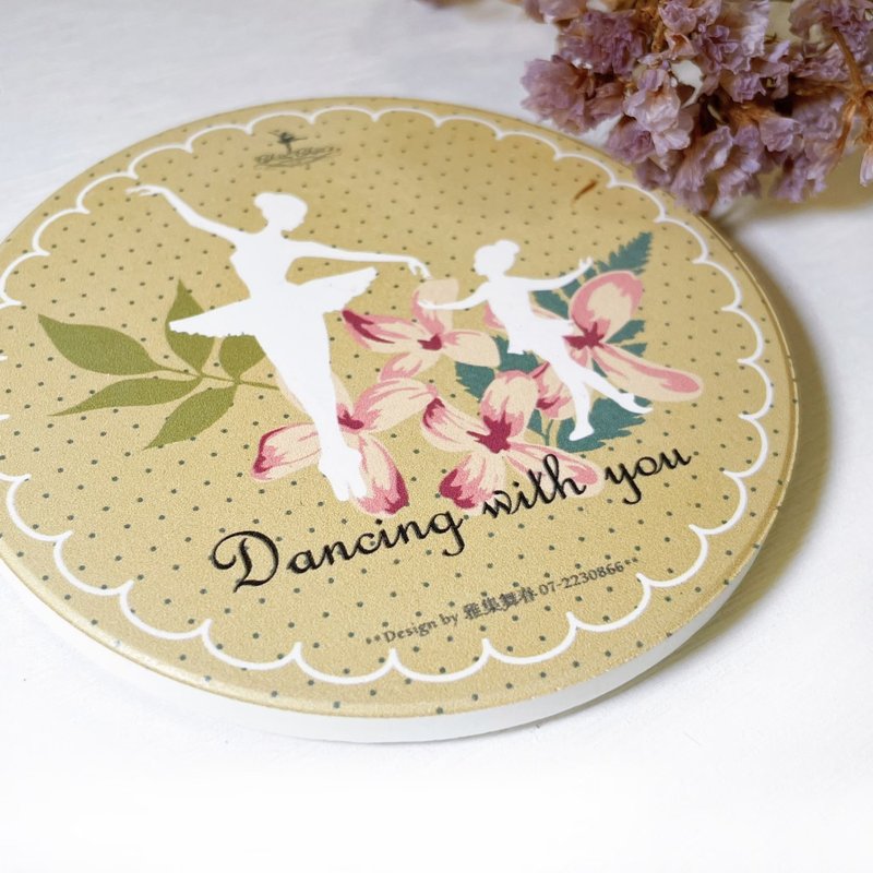 Dance with you - absorbent ceramic coaster/adult ballet/ballet gift/ballet small things - Coasters - Pottery 