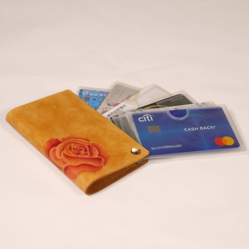 研舊院 手作文創 皮革多卡票夾 真皮 卡夾 信用卡夾 玫瑰款卡套 證套 最後一件