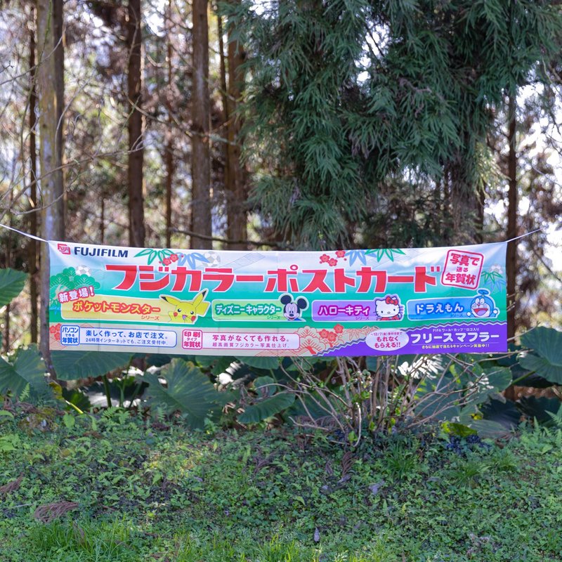 桑惠商號  昭和 日本製 富士 FUJIFILM 特別色印刷廣告紀念旗幟 - 擺飾/家飾品 - 絲．絹 多色