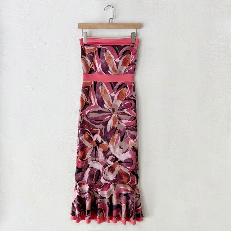 訂製系列-翻領平口配色魚尾裙(粉) - 洋裝/連身裙 - 其他材質 粉紅色