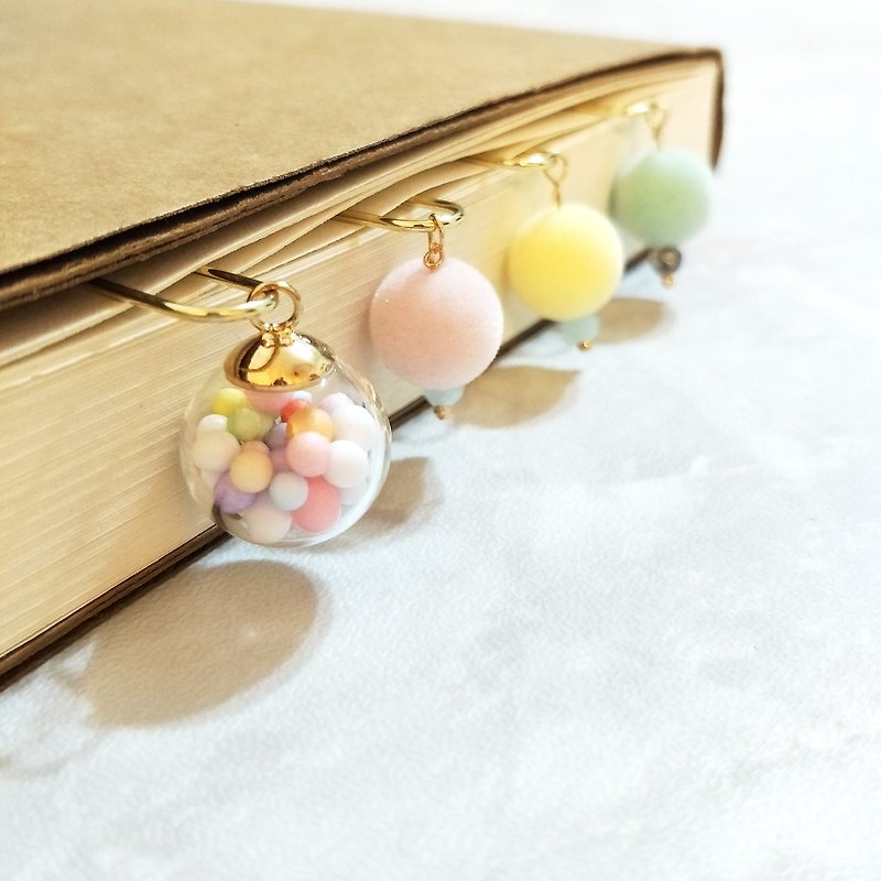 Pink Glass Ball Plush Ball Hand Bag Jewelry Charm Paper Clip Charm & Paper Clip - Other - Other Materials 