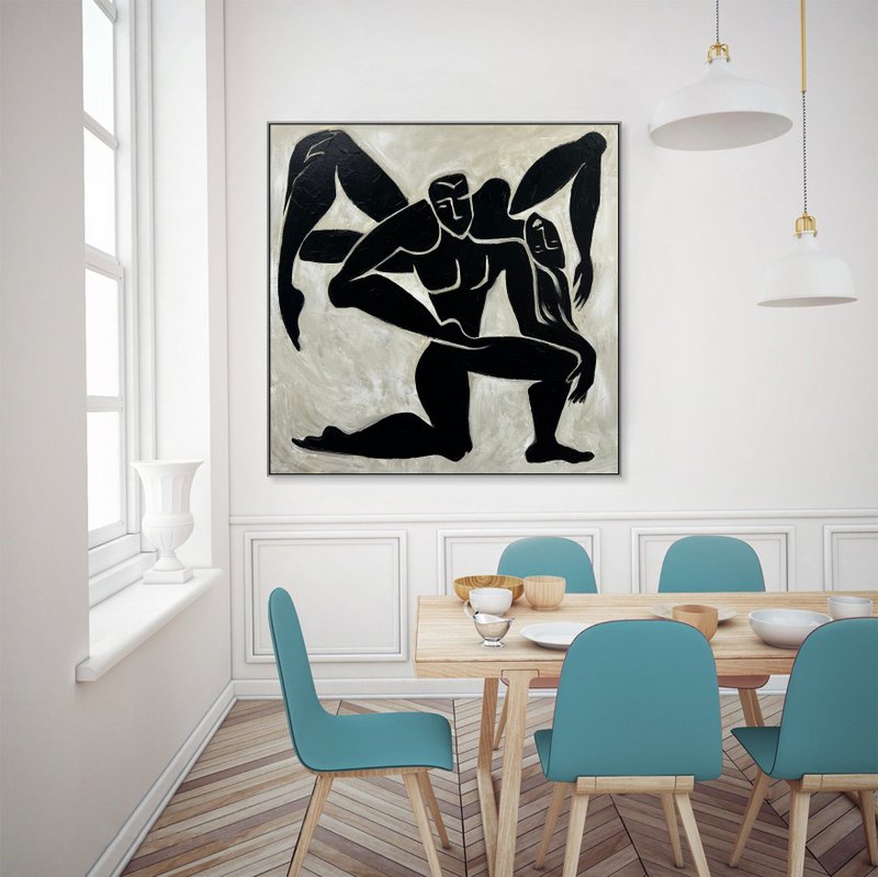 Human Silhouette Art Figurative Painting Human-Like Figures Humans Couple Art - 壁貼/牆壁裝飾 - 壓克力 黑色